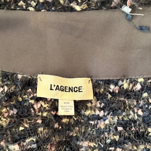 L'Agence Gray Multicolor Fringe Trim Long Sleeve Cardigan - Size M - Picture 4 of 6